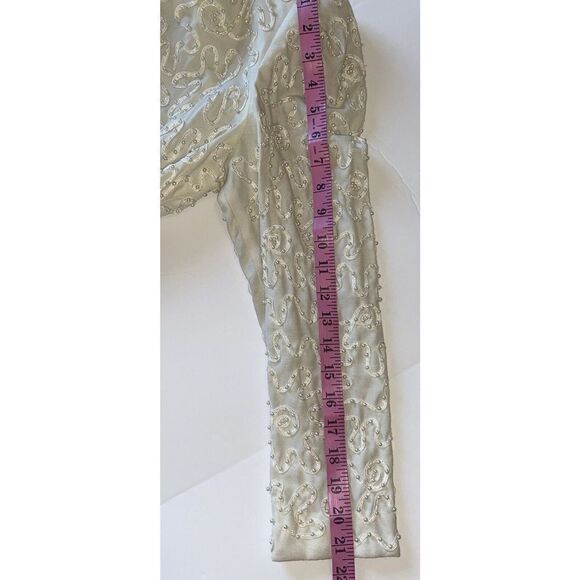 Vnt Sarah Elizabeth Dress Crew Neck Beaded Pearl Button Shoulder Pads 10 Petite - Picture 16 of 16